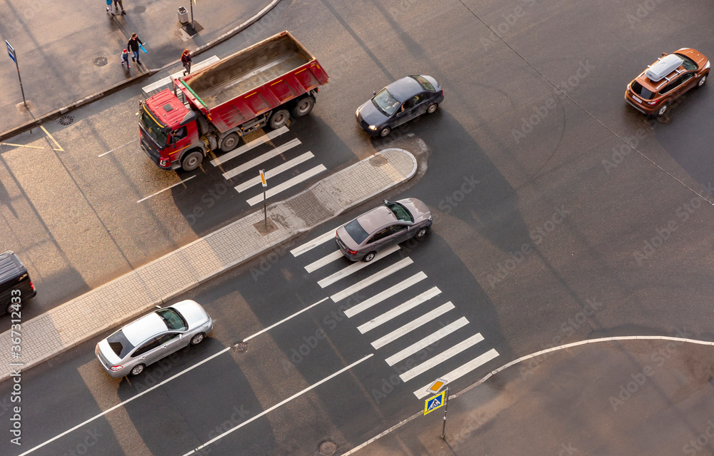 Naklejka premium Pedestrian crossing. View from above