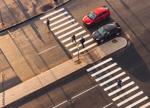 Pedestrian crossing. View from above