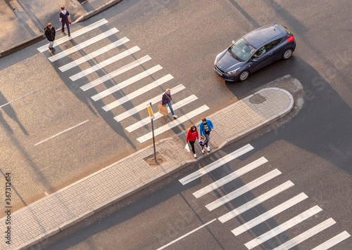 Pedestrian crossing. View from above