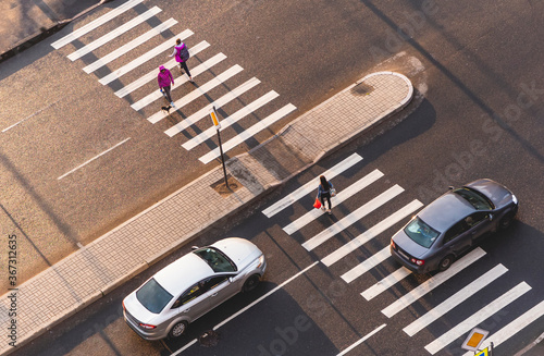 Pedestrian crossing. View from above