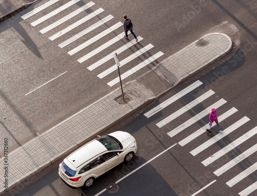 Pedestrian crossing. View from above