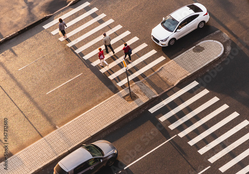 Pedestrian crossing. View from above