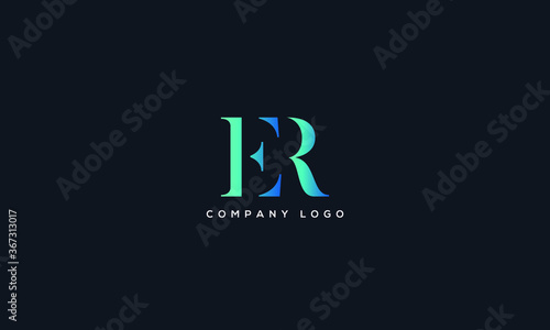 Tableau sur toile Abstract unique modern alphabet letter icon logo ER