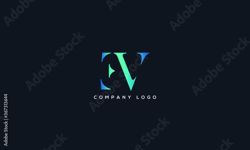 Abstract unique modern alphabet letter icon logo EV