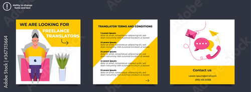 Recruitment announcement Instagram Post, hiring Instagram Post, Vector Illustration, Freelancer Hiring. 