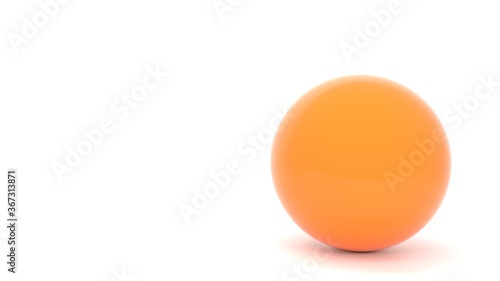 3d render orange sphere on white background