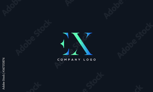 Abstract unique modern alphabet letter icon logo EX