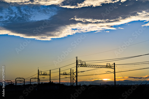 鉄道と夕日