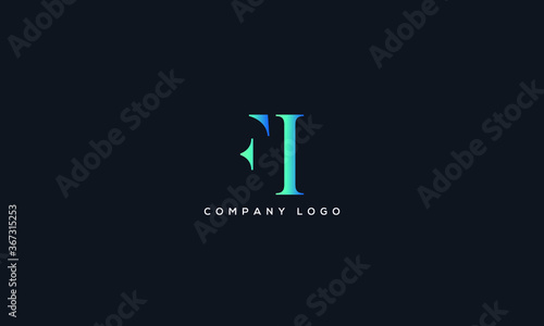 Abstract unique modern alphabet letter icon logo FI