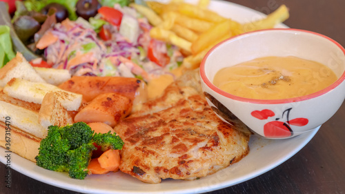 Steak Salad and French fried