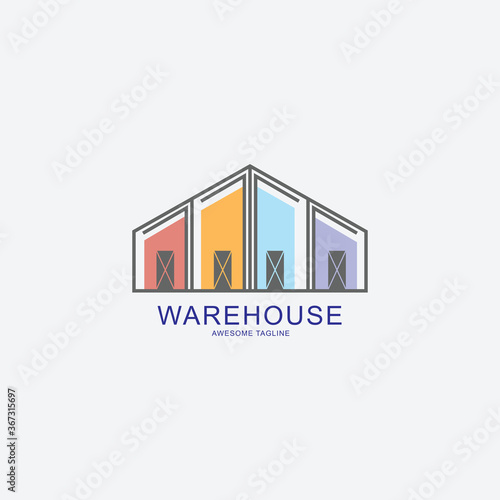 colorful warehouse logo template design, Industrial and Commercial Buildings