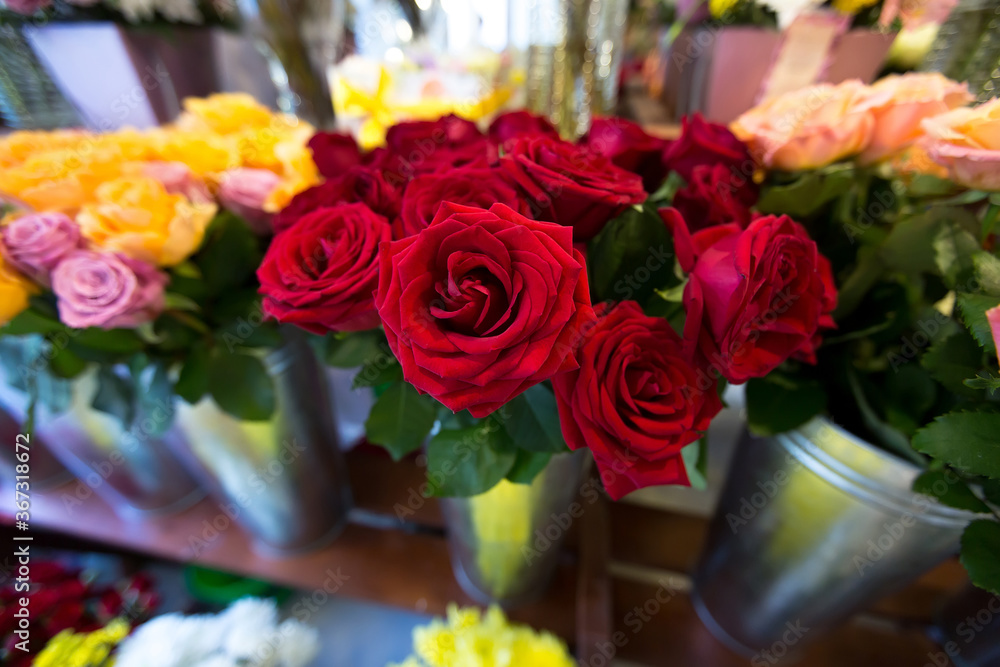 Obraz premium Beautiful colorful flowers in flower shop