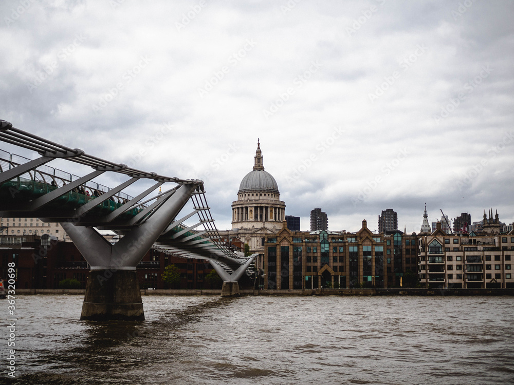 Millenium bridge and St Paul Cathedral, London
