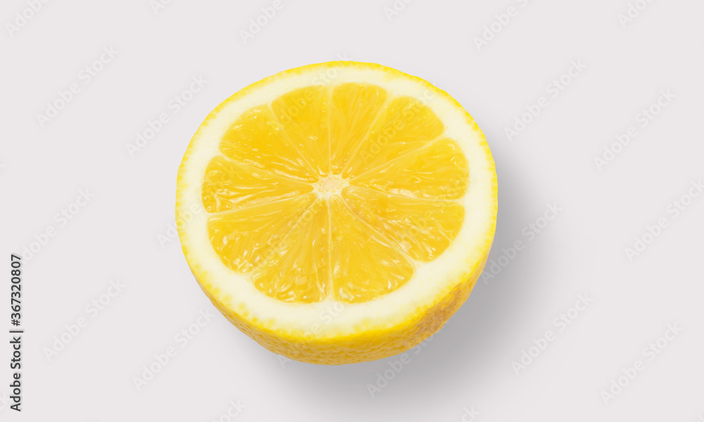 Lemon half slice on a white background Lemon half slice on a white background