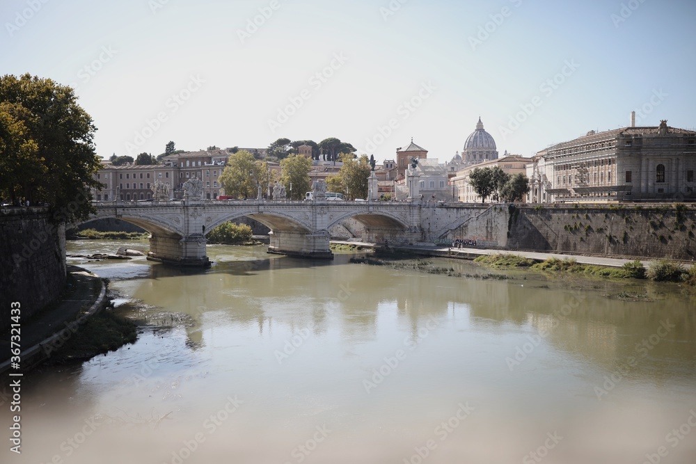 View of Vatican and Bridges in Rome, Italy. 