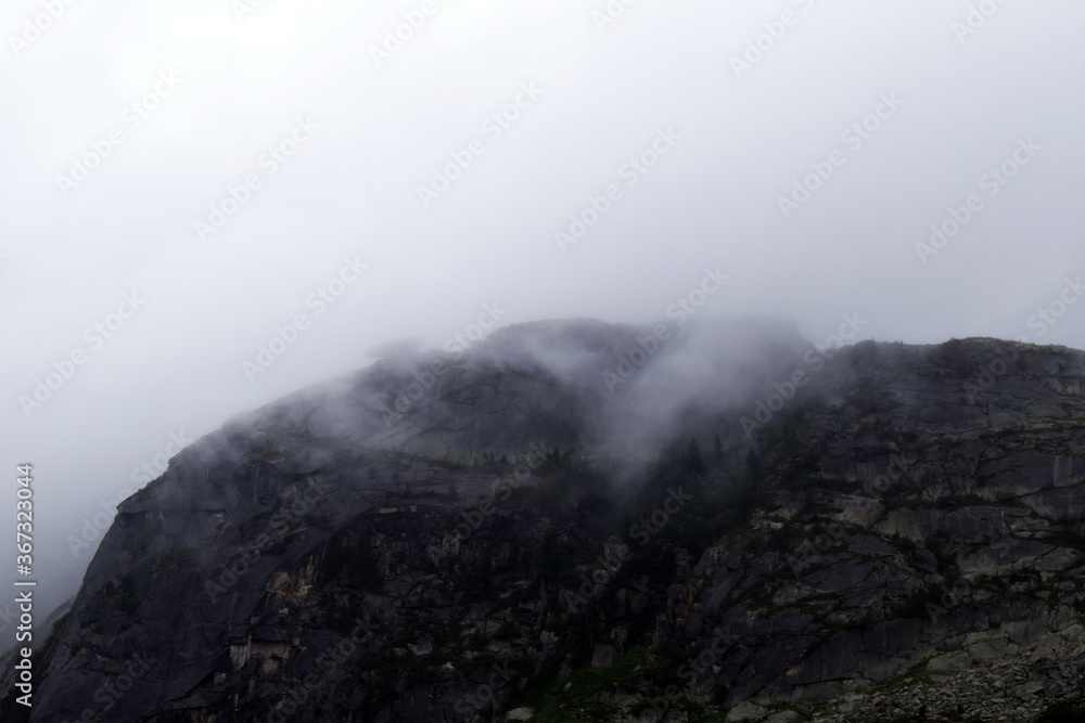 fog in the mountains. beautiful atmospheric view.
