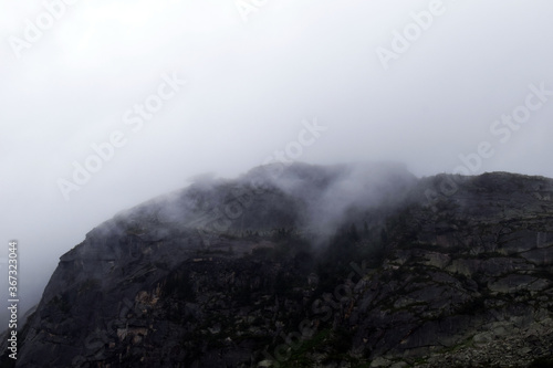 fog in the mountains. beautiful atmospheric view.