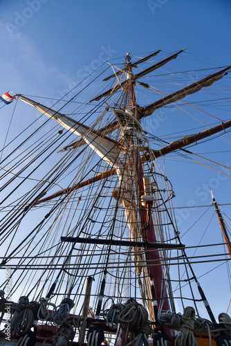 Mast and rigging of old clipper ship
