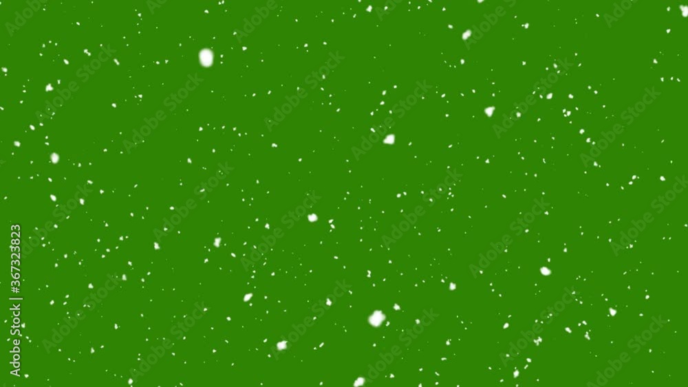 Snow falling on green screen background