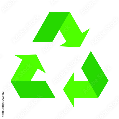 Green arrows recycle eco symbol vector illustration isolated on white background. Recycled sign. Cycle recycled icon. Recycled materials symbol. Recycled icon eps.