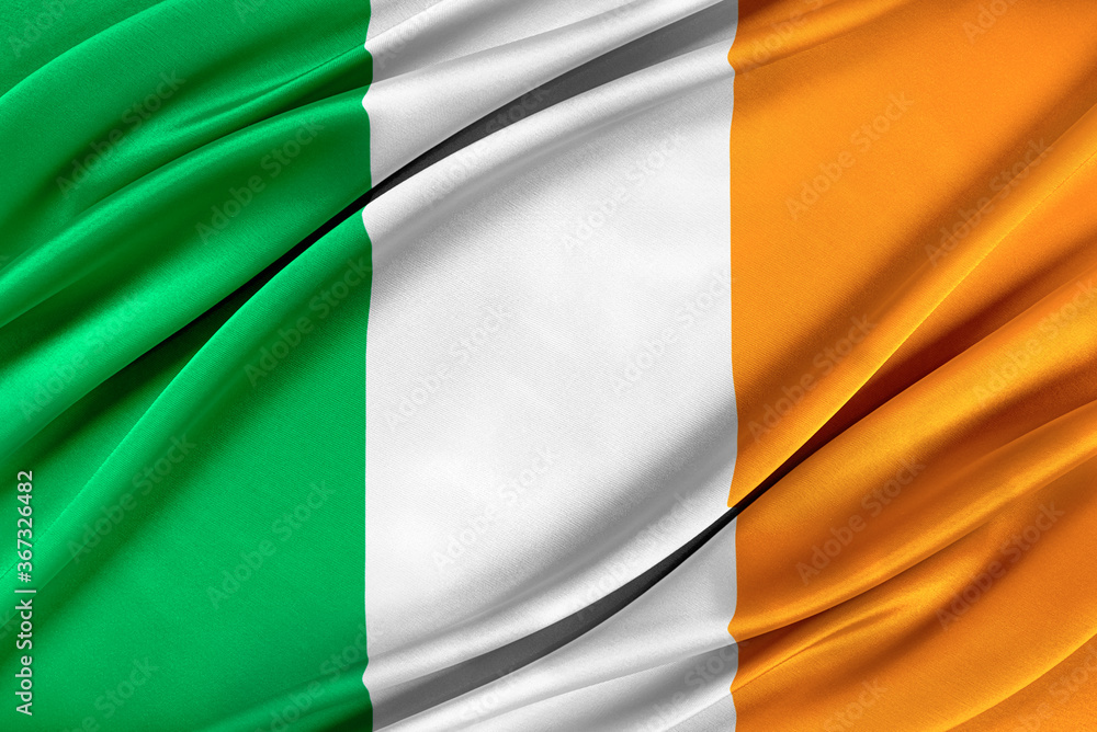 Obraz premium Colorful Ireland flag waving in the wind. 3D illustration.