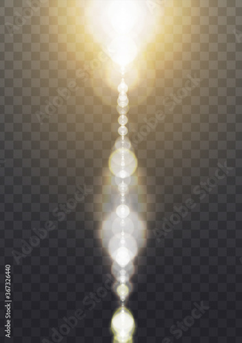 Vector transparent glitter light background. Light lined up in a straight line
