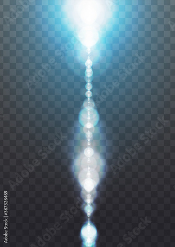 Vector transparent glitter light background. Light lined up in a straight line
