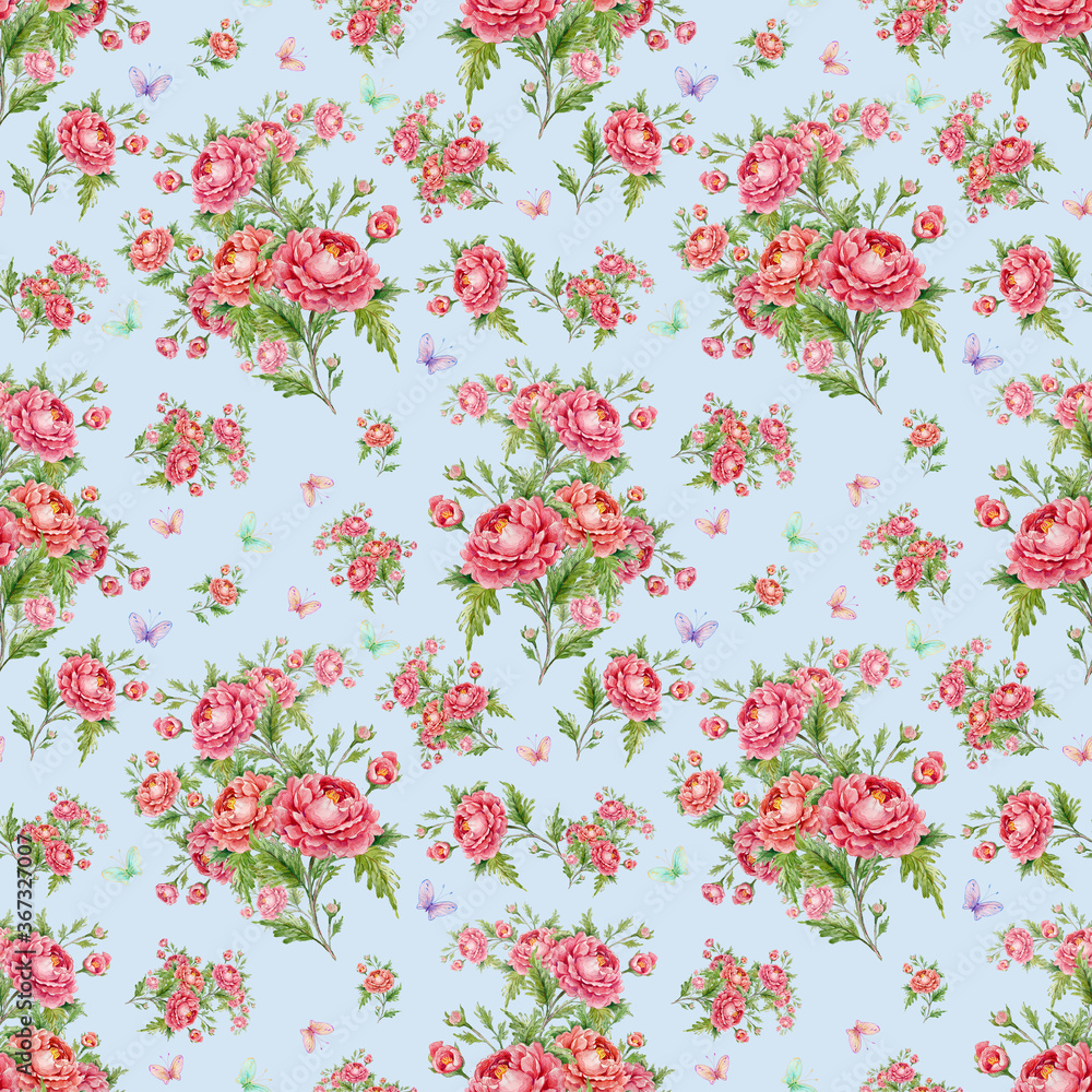 Seamless pattern bouquets of roses and butterflies
Beautiful print for your decor and textile design Seamless pattern bouquets of roses and butterflies
Beautiful print for your decor and textile design