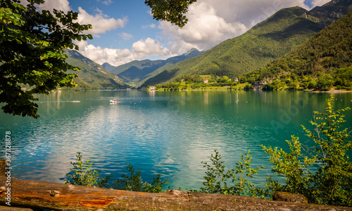 Fototapeta Naklejka Na Ścianę i Meble -  Ledro Lake in Ledro Valley, Trentino Alto Adige,northern Italy, Europe. This lake is one of the most beautiful in the Trentino.