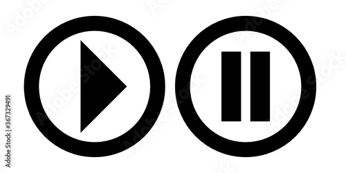 vector illustration of an playback symbol, Play and pause button icon set