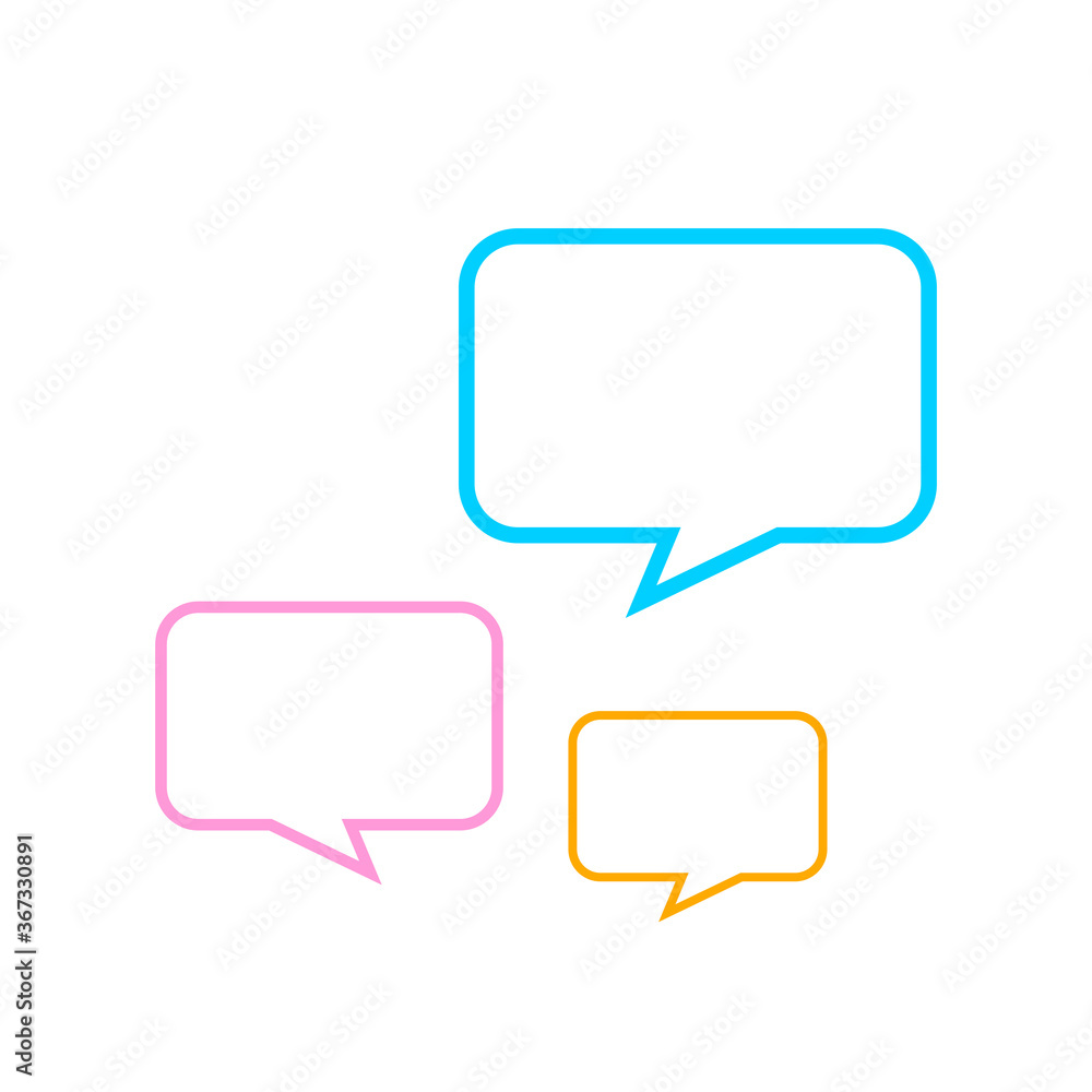 colorful speech bubble line square shape isolated on white, balloon for message talk chat concept, template speech bubble cute, speech dialog frame for message talk for copy space text colorful speech bubble line square shape isolated on white, balloon for message talk chat concept, template speech bubble cute, speech dialog frame for message talk for copy space text