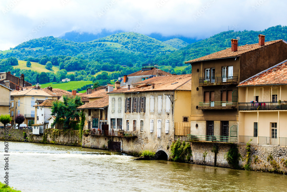 Beautiful Saint-Girons town in Ariege, Midi-Pyrenees, France