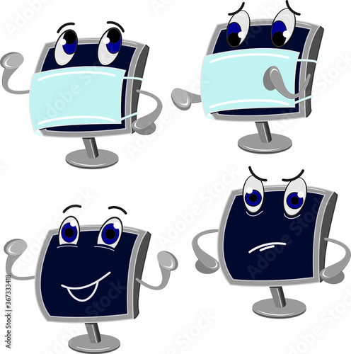 Gray computer medical mask emotions