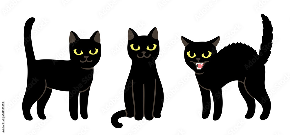 Cartoon black cat set Cartoon black cat set