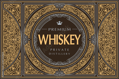 Whiskey - ornate vintage decorative label