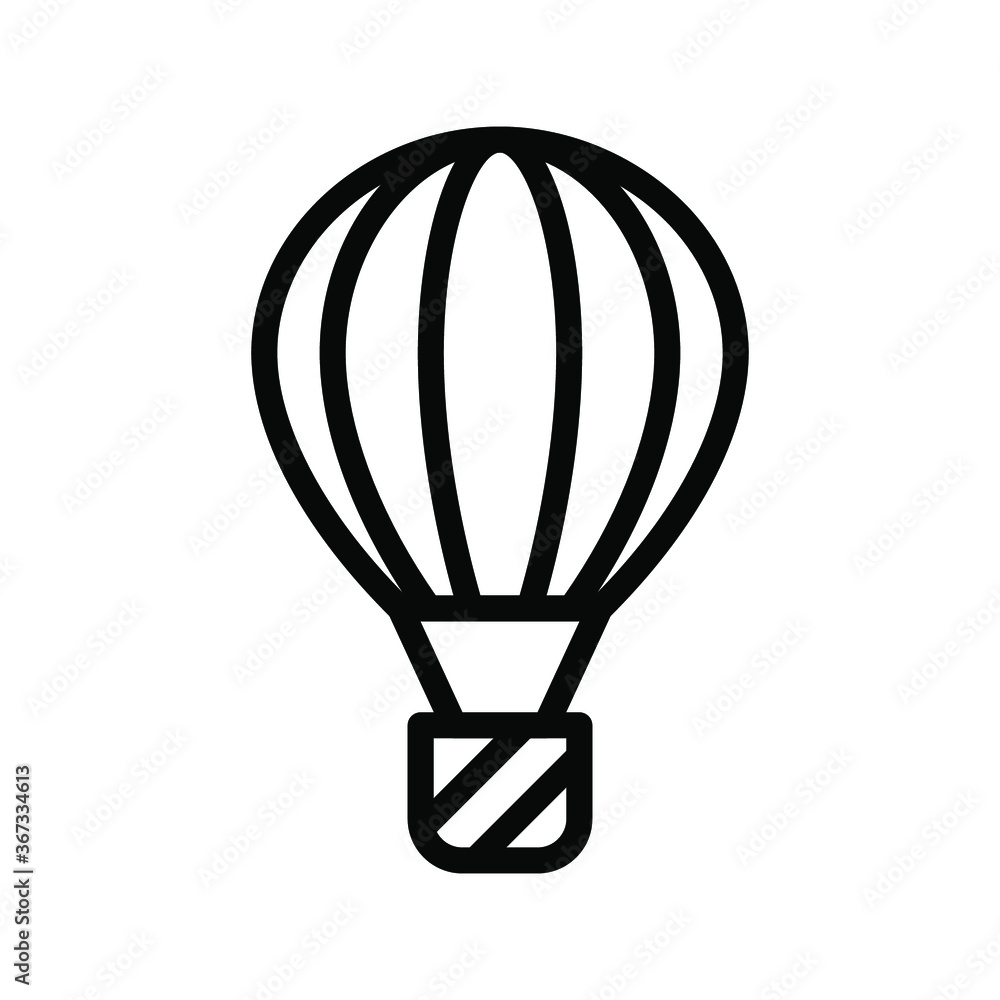 Fototapeta premium Hot air balloon outline icon isolated on white background, Hot air balloon line icon, Hot air balloon vector illustration for logo, ui, web, apps, banner, poster, brochure, infographic, etc.
