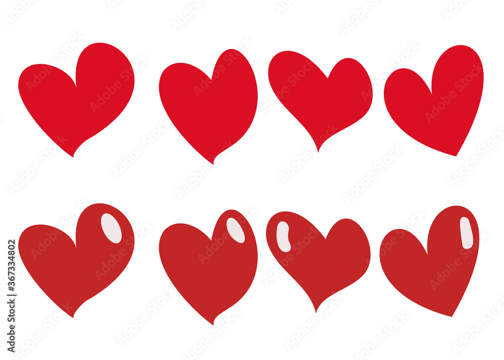 Hearts in a set for decoration. Hearts in a set for decoration.