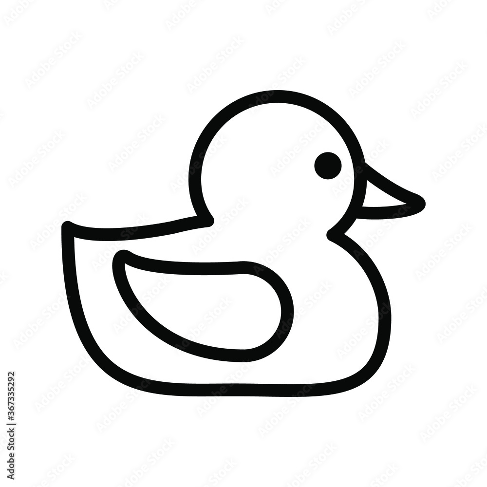 Rubber duck outline icon on isolated white background, Duck line icon, Rubber duck vector illustration for logo, ui, web, apps, banner, poster, brochure, infographic, etc. Rubber duck outline icon on isolated white background, Duck line icon, Rubber duck vector illustration for logo, ui, web, apps, banner, poster, brochure, infographic, etc.