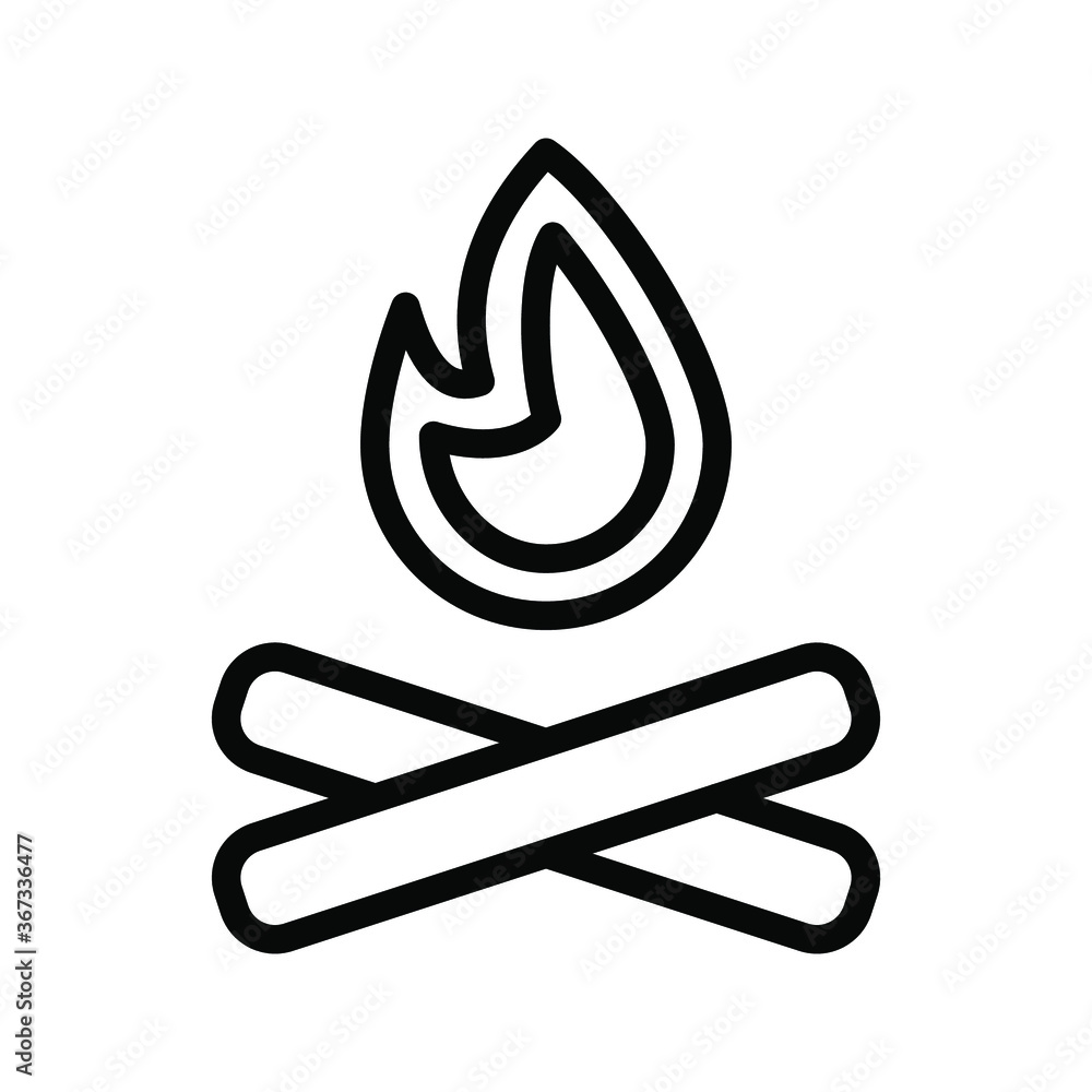 Bonfire outline icon isolated on white background, Bonfire line icon, Bonfire flame vector illustration for logo, ui, web, apps, banner, poster, brochure, infographic, etc. Bonfire outline icon isolated on white background, Bonfire line icon, Bonfire flame vector illustration for logo, ui, web, apps, banner, poster, brochure, infographic, etc.