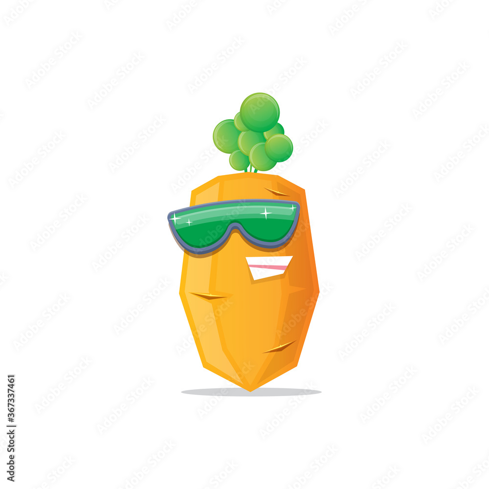vector funny cartoon carrot character with sunglasses isolated on white background. funky smiling summer vegetable character vector funny cartoon carrot character with sunglasses isolated on white background. funky smiling summer vegetable character