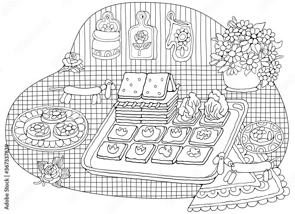 Obraz premium Home Cooking Still life vector illustration