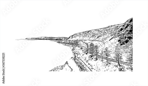 Building view with landmark of Adelaide is South Australia’s cosmopolitan coastal capital. Hand drawn sketch illustration vector.