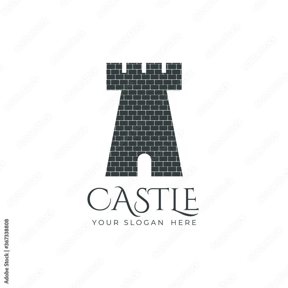 black castle logo design. building branding assets vector design