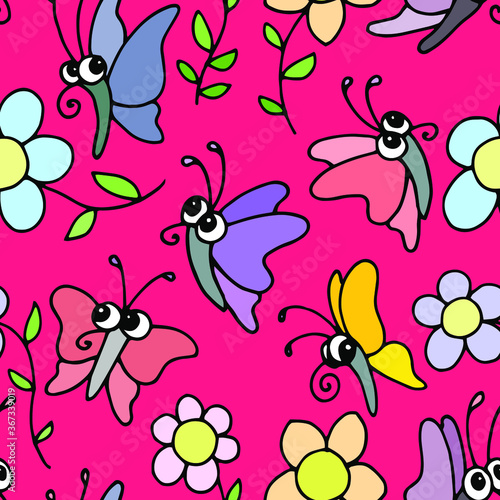 seamless background with butterflies
