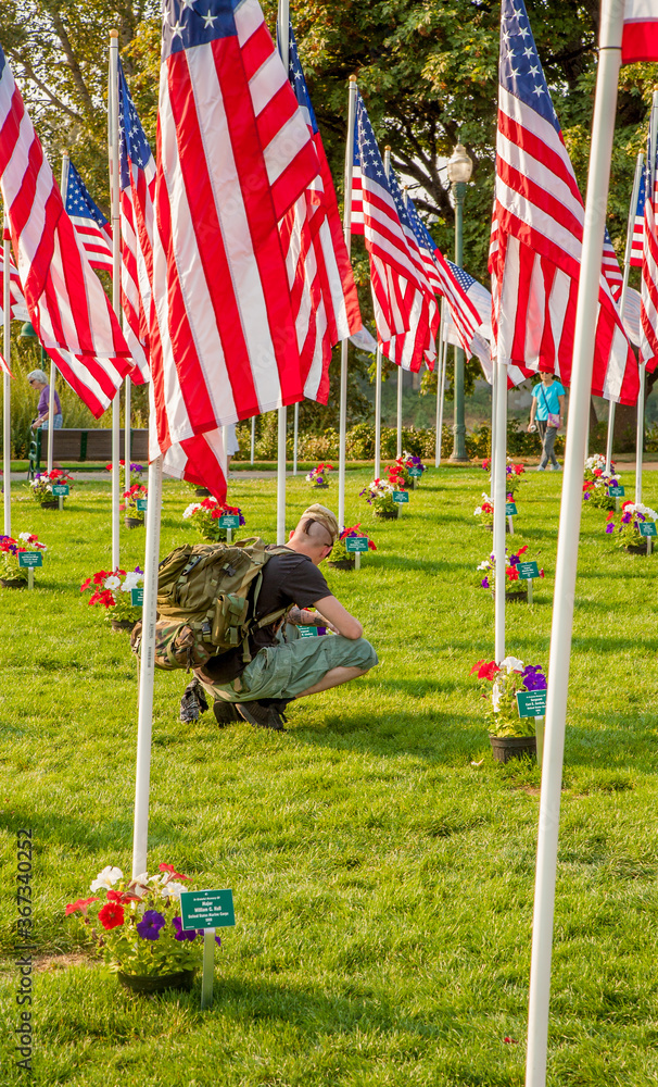 Salem, Oregon; An army veteran remembering his fellow soldiers in a