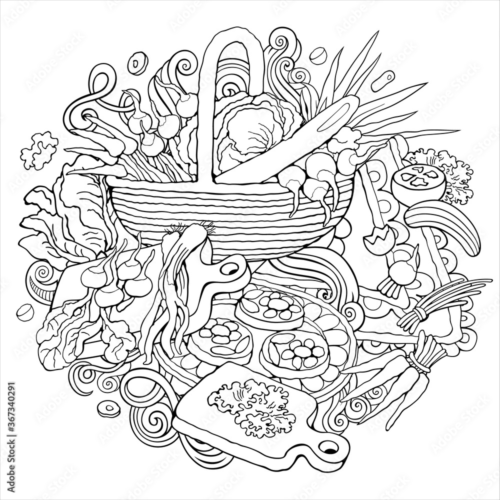 Food hand drawn vector doodles illustration
