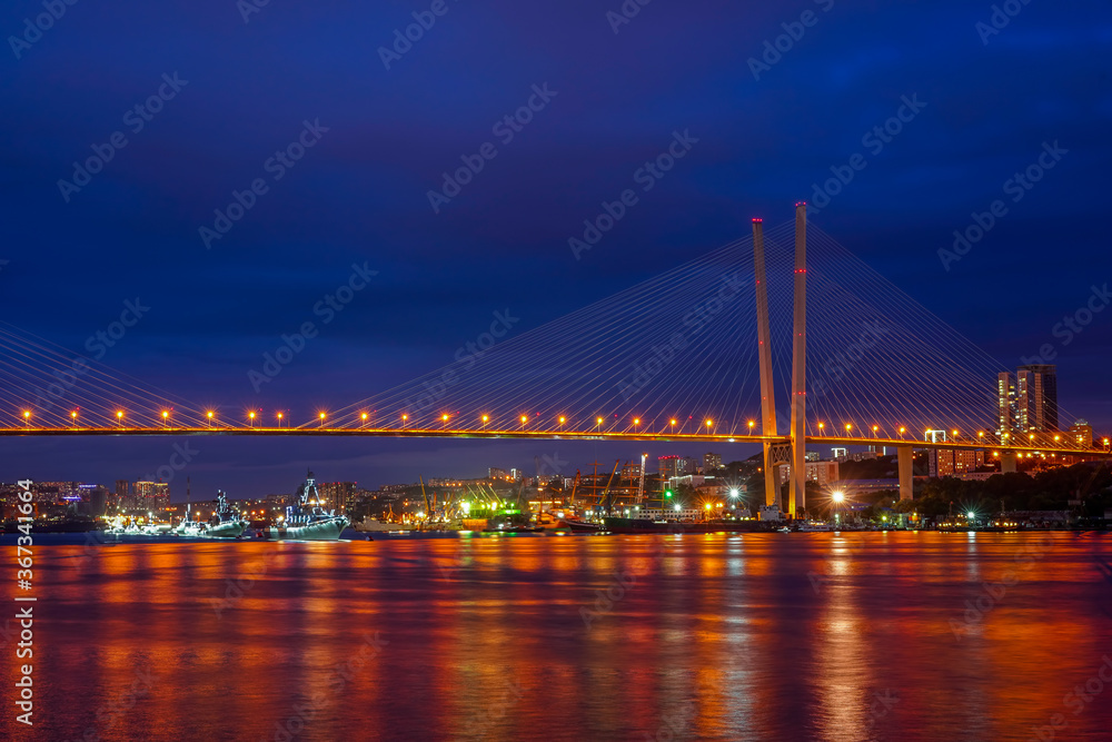 Vladivostok, Russia. Urban landscape with views of the Golden bridge