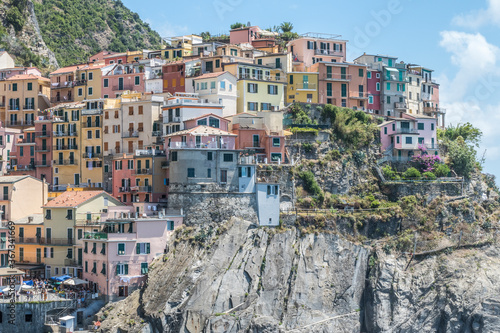 Aerial view of Manarola in Cinque Terre, beautiful town above the sea