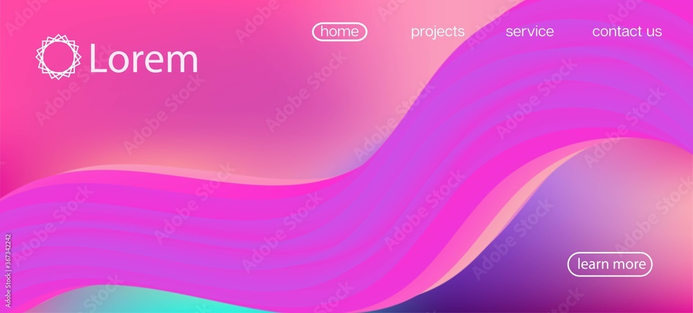 Dynamic Motion Funky Wave. Landing Page, Pink, Purple Background. Neon Color Dynamic Motion Funky Wave. Landing Page, Pink, Purple Background. Neon Color