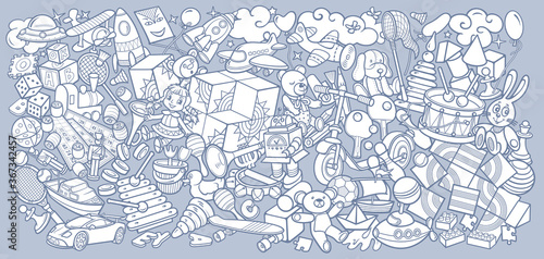 Cartoon cute doodles kids toys illustration